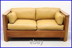 STICKLEY 21st Century Collection Cherry Inlaid Ebony Mission Leather Loveseat