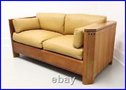 STICKLEY 21st Century Collection Cherry Inlaid Ebony Mission Leather Loveseat