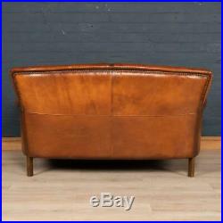 SUPERB 20thC DUTCH TWO SEATER LEATHER SOFA