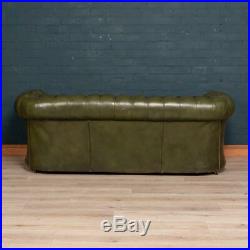 SUPERB MID 20thC GREEN CHESTERFIELD LEATHER SOFA WITH BUTTON DOWN SEAT