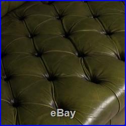 SUPERB MID 20thC GREEN CHESTERFIELD LEATHER SOFA WITH BUTTON DOWN SEAT