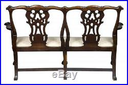 SWC-George III style Carved Mahogany Settee with Rams Head Arms
