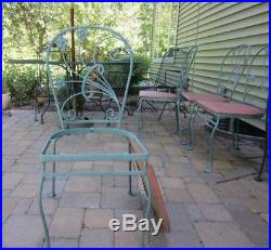 Salterini patio sunroom Table and 4 Dogwood pattern Chairs wrought iron set