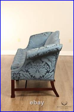 Saybolt Cleland Chippendale Style Damask Upholstered Camelback Sofa