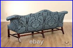 Saybolt Cleland Chippendale Style Damask Upholstered Camelback Sofa
