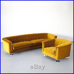 Seating Group by Hans Kaufeld, Sofa and Lounge Chair in Velvet Sitzgruppe 70er