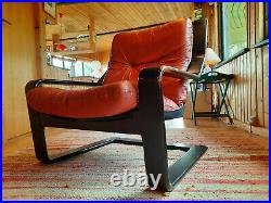 Sessel Leder Vintage 60er Easy Chair Danish Freischwinger Westnofa Ära 70er 2