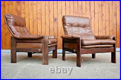 Sessel Leder Vintage 60er Easy Relax Chair Retro Danish Modern Skippers Denmark