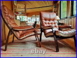 Sessel Loungesessel Leder Vintage 60er Easy Chair Danish Modern Sotka OY 60s 1/2