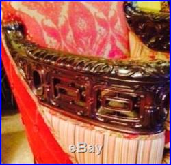 Set 3 Pieces RARE 1900 Era Italian Baroque Curved Sofa, Tub Chair & Ottoman