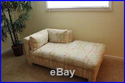 Set ofVintage Henredon Custom Upholstered Chaise Lounge and Couch Sofa Tropical