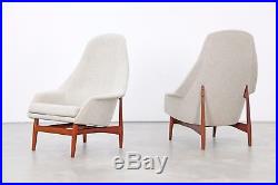 Set of Two High Back Lounge Chairs by Ib Kofod-Larsen, 1957 Sessel 60er