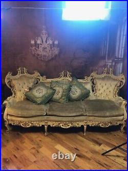 Set of Victorian Sofa + Victorian Armchair, pillows and photo background