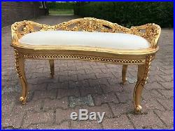 Settee/Bench/Sofa/Chair in Gold & Velvet in French Louis XVI Style