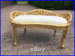 Settee/Bench/Sofa/Chair in Gold & Velvet in French Louis XVI Style