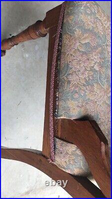 Settee Victorian Antique Sofa Carved Loveseat Parlor Chair Walnut Set Couch
