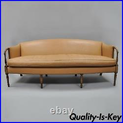 Sheraton Federal Style Caramel Tan Leather Sofa Couch by Southwood 81 Long