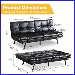 Sofa Bed, Memory Foam Futon, Sleeper Sofa Convertible Couch Bed, Classic Black