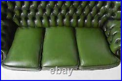 Sofa, Chesterfield, British, Green Leather, High Back Sofa, Seating, Beautiful