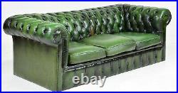 Sofa, Chesterfield, Green, Leather, Button Tufted, British, Gorgeous Seating
