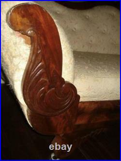 Sofa Couch Empire Antique Camel Back Classic Carved Design Flame Mahogany
