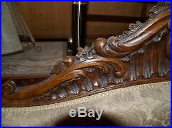 Sofa Couch Victorian Antique Original Walnut Handmade Carved Newly Upholstered