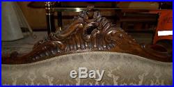 Sofa Couch Victorian Antique Original Walnut Handmade Carved Newly Upholstered