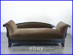 Sofa Couch alt Biedermeier Buche brauner Textilbezug B 221 cm (9510)