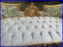 Sofa/Settee/Couch in French Louis Louis XVI Style. Velvet/Floral Fabric