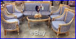 Sofa and Chair Set with Marble Top Coffee Table