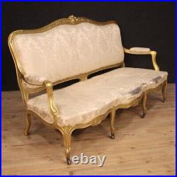 Sofa couch antique style Louis XV living room furniture in gilded wood fabric