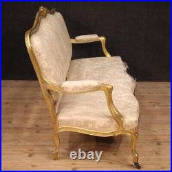 Sofa couch furniture in gilded wood fabric living room antique style Louis XV