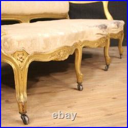 Sofa couch furniture in gilt wood fabric living room antique style Louis XV