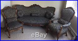 Solid Oak Antique French 1800's Couch And 2 Chairs. Fabulous! Hand Carved