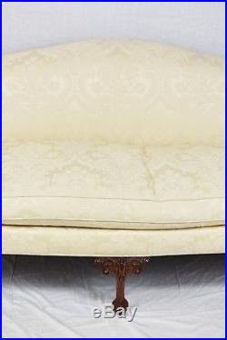 Southwood Chippendale Claw & Ball Mahogany Sofa Damask Fabric Williamsburg Style
