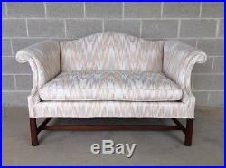 Southwood Chippendale Style Camel Back Formal Love Seat/sofa Flame Stitch