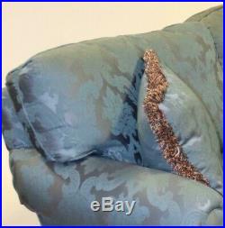 Southwood Custom Upholstered Sofa with Blue Damask Fabric