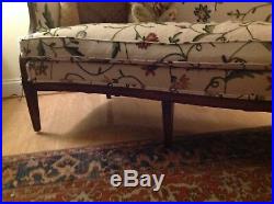 Southwood Mahogany Chippendale Style Upholstered Sofa RECOVERED WITH CREWEL