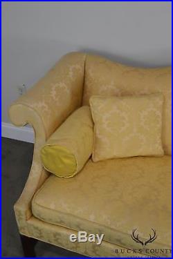 Southwood Mahogany Chippendale Style Yellow Upholstered Sofa
