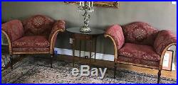 Southwood Mahogany inlaid wingback Chairs red (2) sofa French Federal Councill