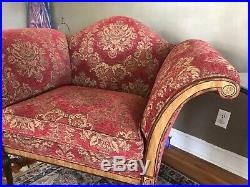 Southwood Mahogany inlaid wingback Chairs red (2) sofa French Federal Councill