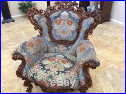 Spanish carved chairs x 2 and Couch 1850-1860 design and carving