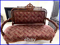 Spectacular Antique 1850s Victorian Settee Sofa Coach Morris Arts & Crafts Style
