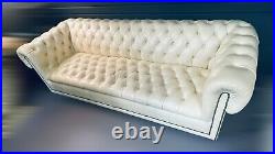 Splendid MID Century Modern Era Italian Leather Chesterfield Sofa