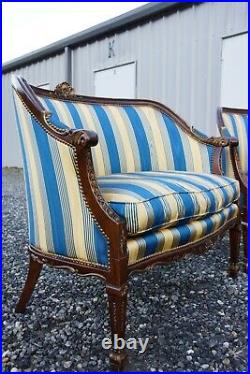 Stanford Furn. French Provincial Louis XVI Settee Carved Giltwood WithDuck Down