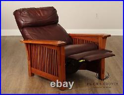 Stickley Mission Collection Cherry and Leather Spindle Morris Recliner