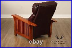 Stickley Mission Collection Cherry and Leather Spindle Morris Recliner