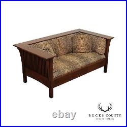 Stickley Mission Collection Oak Spindle Prairie Settle Loveseat