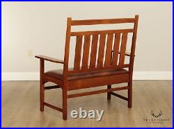 Stickley Mission Collection Oak and Leather Harvey Ellis Inlaid Settee