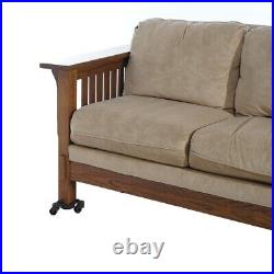 Stickley School Arts & Crafts Mission Oak Sofa with Slat Sides 20thC